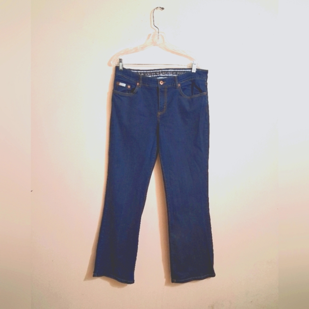 Baby Phat Classic Dark Blue Jeans With Logo Desigh flared Bottom For Women's 13